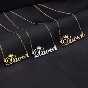 Custom Name Crown Necklace for Women