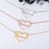 Personalized Name Necklace Split Heart Necklace Stainless Steel Nameplate