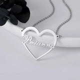 Personalized Name Necklace Split Heart Necklace Stainless Steel Nameplate