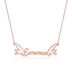 Personalized Wing Pendant Name Necklace Silver Stainless Steel Necklace