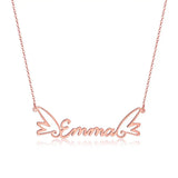 Personalized Wing Pendant Name Necklace Silver Stainless Steel Necklace