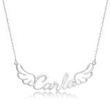 Personalized Wing Pendant Name Necklace Silver Stainless Steel Necklace