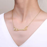Personalized Wing Pendant Name Necklace Silver Stainless Steel Necklace