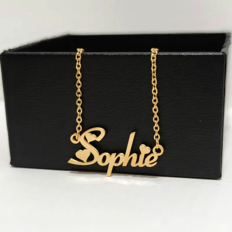 Custom Heart Font Name Necklace Stainless Steel