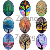 Abstract Tree Painting Glass Cabochons Beads Jewelry Findings