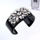 ZenithFashion Resin Crystal Cuff Bracelet Statement Bangle