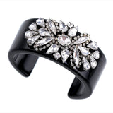 ZenithFashion Resin Crystal Cuff Bracelet Statement Bangle