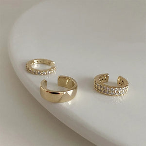 Three Piece Set Women Clip Earrings No Ear Hole Wind Ear Clip