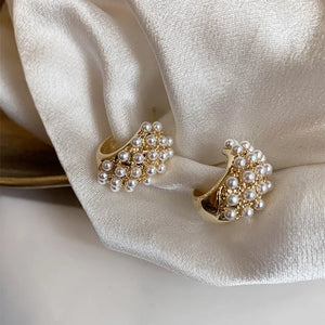 Vintage Pearl Women Hoop Earrings Retro Ins Female Jewelry