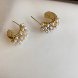 Vintage Pearl Women Hoop Earrings Retro Ins Female Jewelry