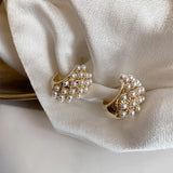 Vintage Pearl Women Hoop Earrings Retro Ins Female Jewelry