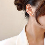 Asymmetric Star Stud Clip Earrings Long Auricle One Piece