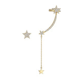 Asymmetric Star Stud Clip Earrings Long Auricle One Piece