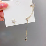 Asymmetric Star Stud Clip Earrings Long Auricle One Piece