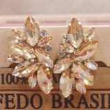 Zerong Pink Rhinestone Stud Earring Crystal Earring Rose Women Earring