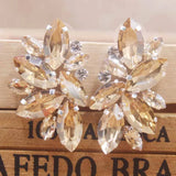 Zerong Pink Rhinestone Stud Earring Crystal Earring Rose Women Earring