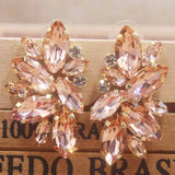 Zerong Pink Rhinestone Stud Earring Crystal Earring Rose Women Earring