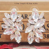 Zerong Pink Rhinestone Stud Earring Crystal Earring Rose Women Earring