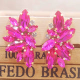 Zerong Pink Rhinestone Stud Earring Crystal Earring Rose Women Earring