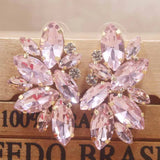 Zerong Pink Rhinestone Stud Earring Crystal Earring Rose Women Earring