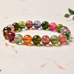 Crystal Tourmaline Bracelet Manual Bracelet Pendant Ring Rainbow Ornament Gift