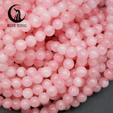 Brazil Rose Quartz Stone Beads Round Smooth Loose Beads 15''