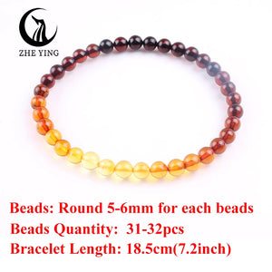 Natural Amber Bracelet Healing Energy Gemstone Stretch Men Women Bracelets