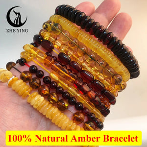 Natural Amber Bracelet Healing Energy Gemstone Stretch Men Women Bracelets