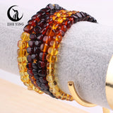 Natural Amber Bracelet Healing Energy Gemstone Stretch Men Women Bracelets