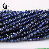 4mm Faceted Natural Zircon Stone Beads Dark Sapphire Loose Gemstone