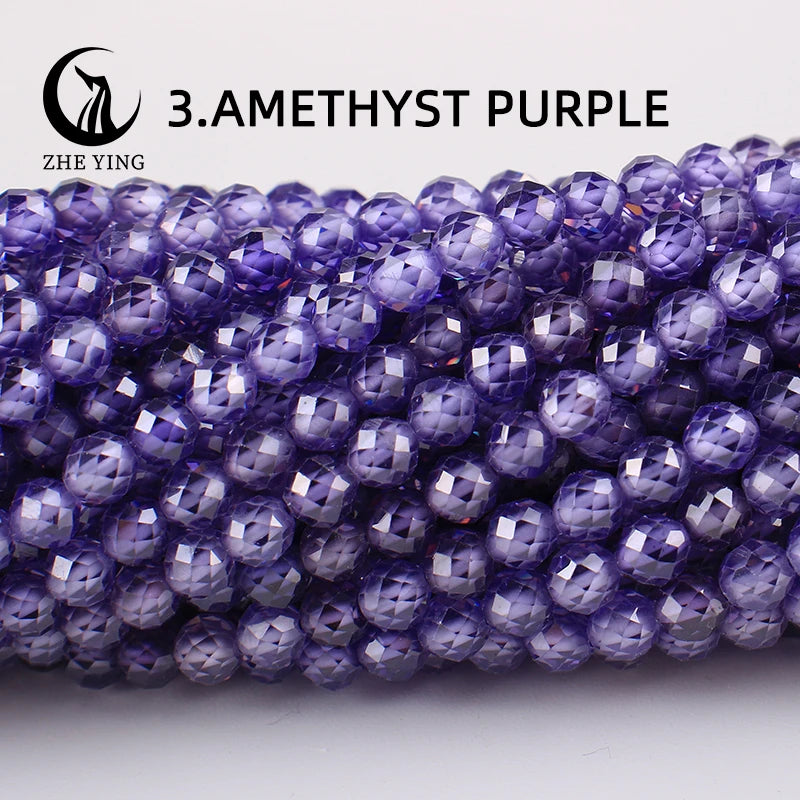 4mm Faceted Natural Zircon Stone Beads Multicolor Loose Gemstone