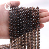 Natural Smoky Quartz Crystal Round Beads for Jewelry Making