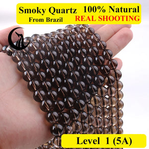 Natural Smoky Quartz Crystal Round Beads for Jewelry Making