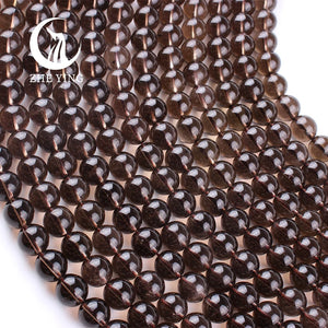 Natural Smoky Quartz Crystal Round Beads for Jewelry Making