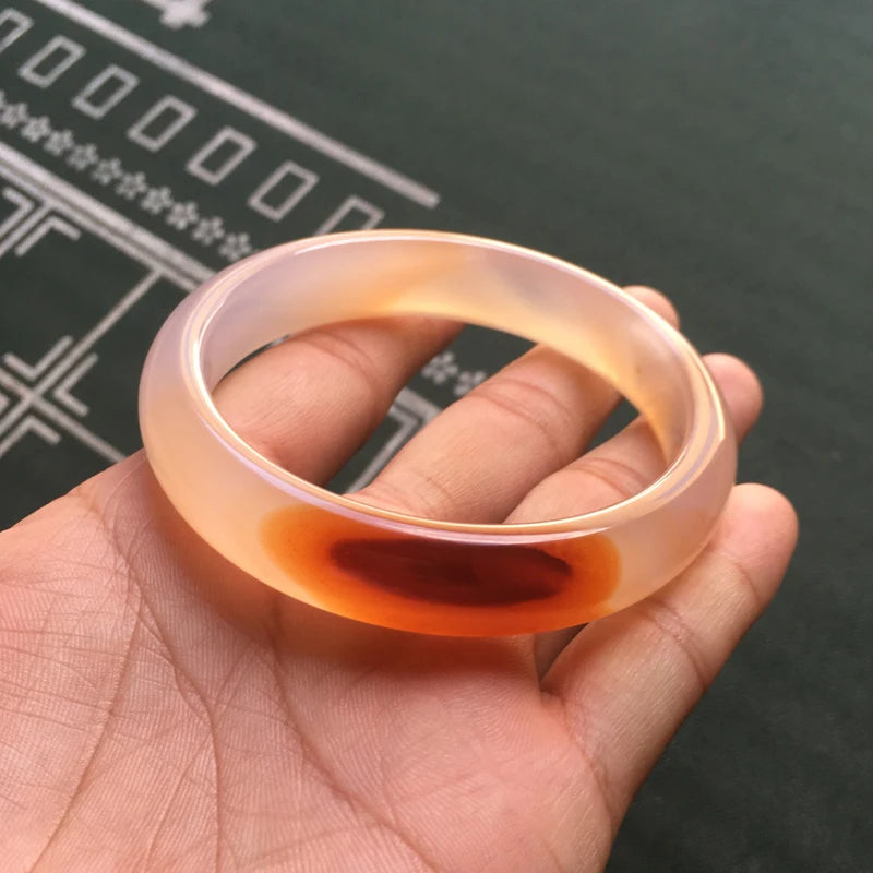 Zheru Agate Chalcedony Two-tone 54-62mm Bangle Princess Jewelry