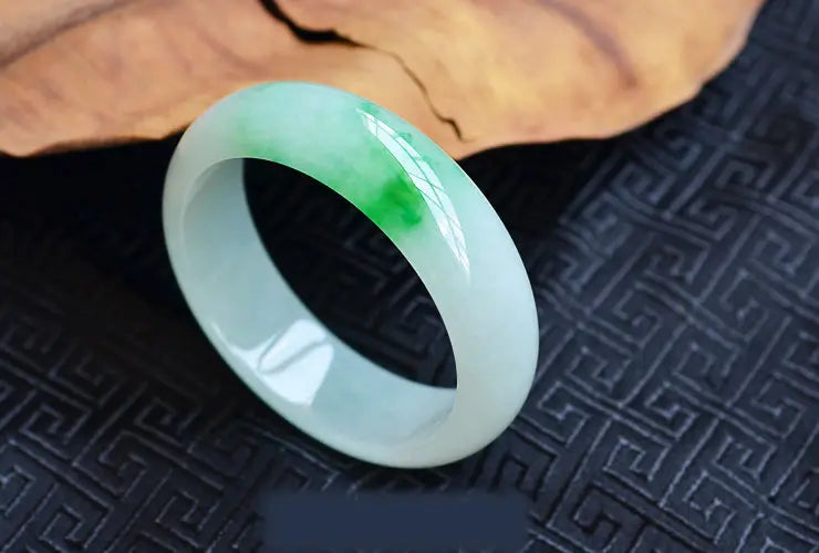 Zheru Jewelry Natural Burmese Light Green Two-tone Jade Bracelet
