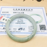 Natural Light Green Bicolor Jadeite Bracelet 54-62mm A Class A Certified