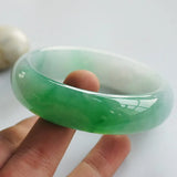 Zheru Jewelry Pure A Emerald Light Bicolor 54-62mm Jade Bracelet Women