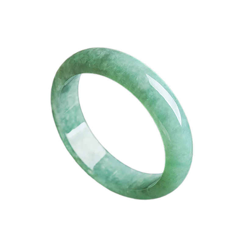 Zheru Jewelry Natural Burmese Jade Light Green 54-64mm Princess Bracelet