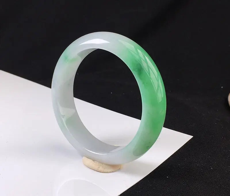 Natural Burmese Jade Light Green 54-64mm Two-Color Princess Bracelet