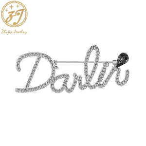 Zhijia Letter Pins Brooches Silver Jewelry Accessories Party