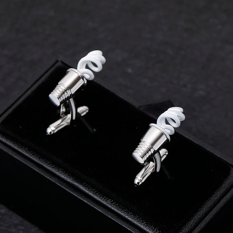 Spiral Tube Men's Silver Cufflinks