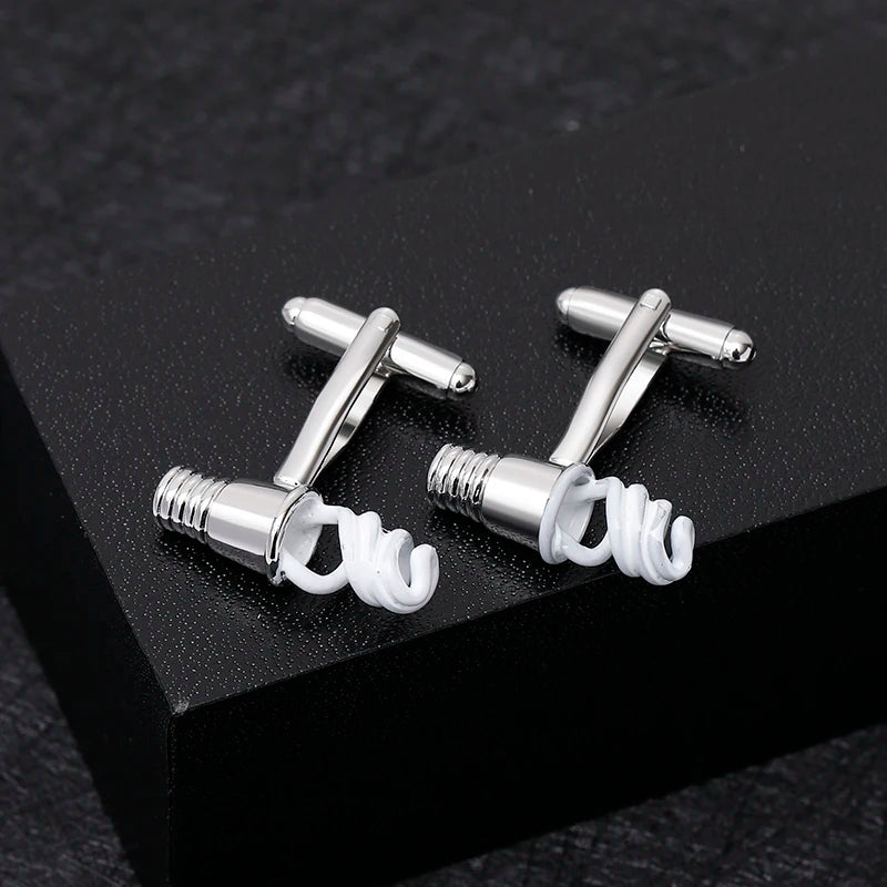 Spiral Tube Men's Silver Cufflinks