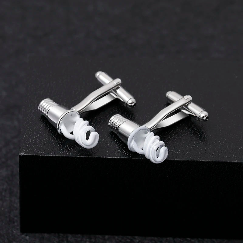 Spiral Tube Men's Silver Cufflinks