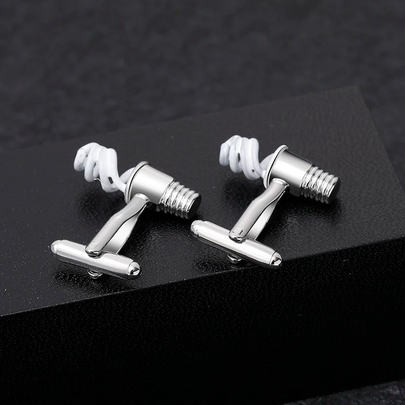 Spiral Tube Men's Silver Cufflinks