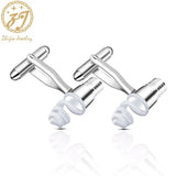 Spiral Tube Men's Silver Cufflinks