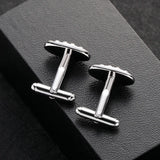 Zhijia Crystal Rhinestone Zircon Oval Cufflinks for Men Suit