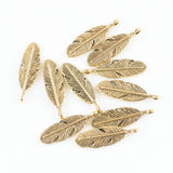 30pcs Zinc Alloy Pitted Oval Leaf Metal Pendants for DIY Craft Accessories