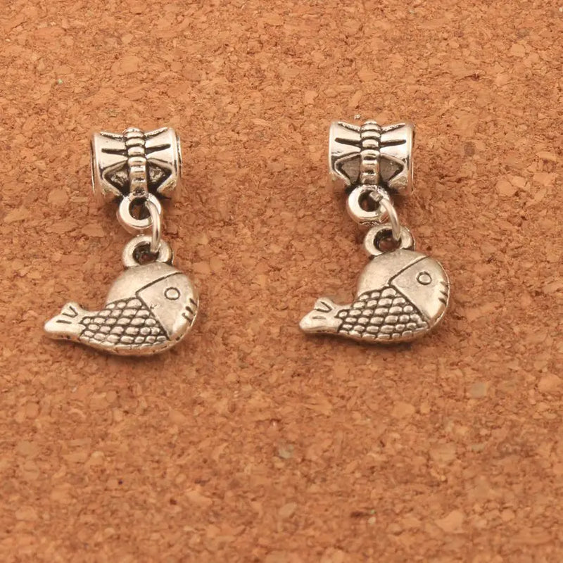 Big Head Fish Charm Beads Dangle for Bracelets 15pcs