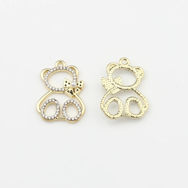6pcs/lot Zinc Alloy Bear UV Resin Charms for DIY Jewelry Making